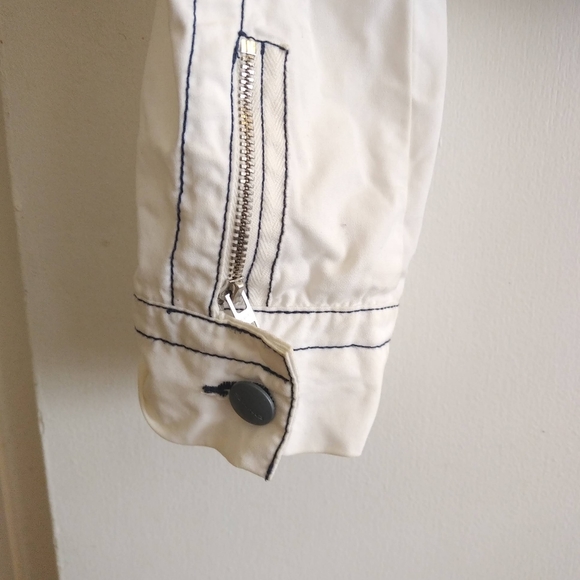 Sand White cotton jacket summer light zipper pockets 4 6 Island Cruise Vacation - Picture 7 of 15